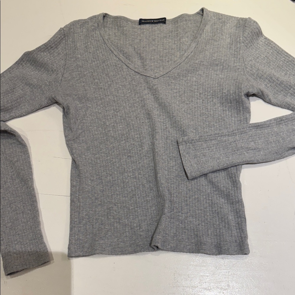 Brandy Melville Gray Long Sleeve Top
